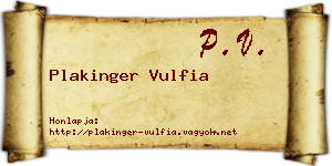 Plakinger Vulfia névjegykártya